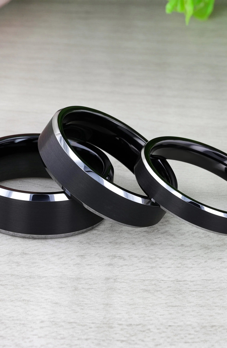 Larson Jewelers Aston Brushed Center Tungsten Wedding Band, Alternate, color, 6Mm