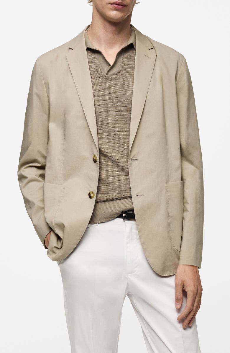 MANGO Lightweight Cotton Sport Coat, Main, color, Beige
