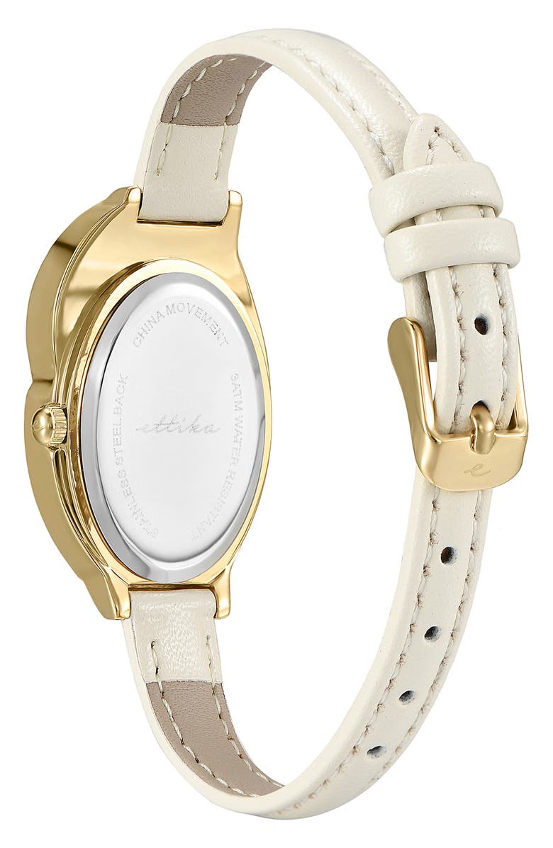 Sculpted Oval Leather Strap Watch