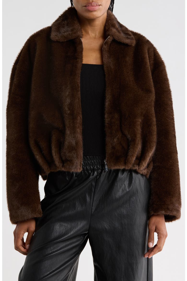 Faux Fur Jacket, Main, color, ESPRESSO
