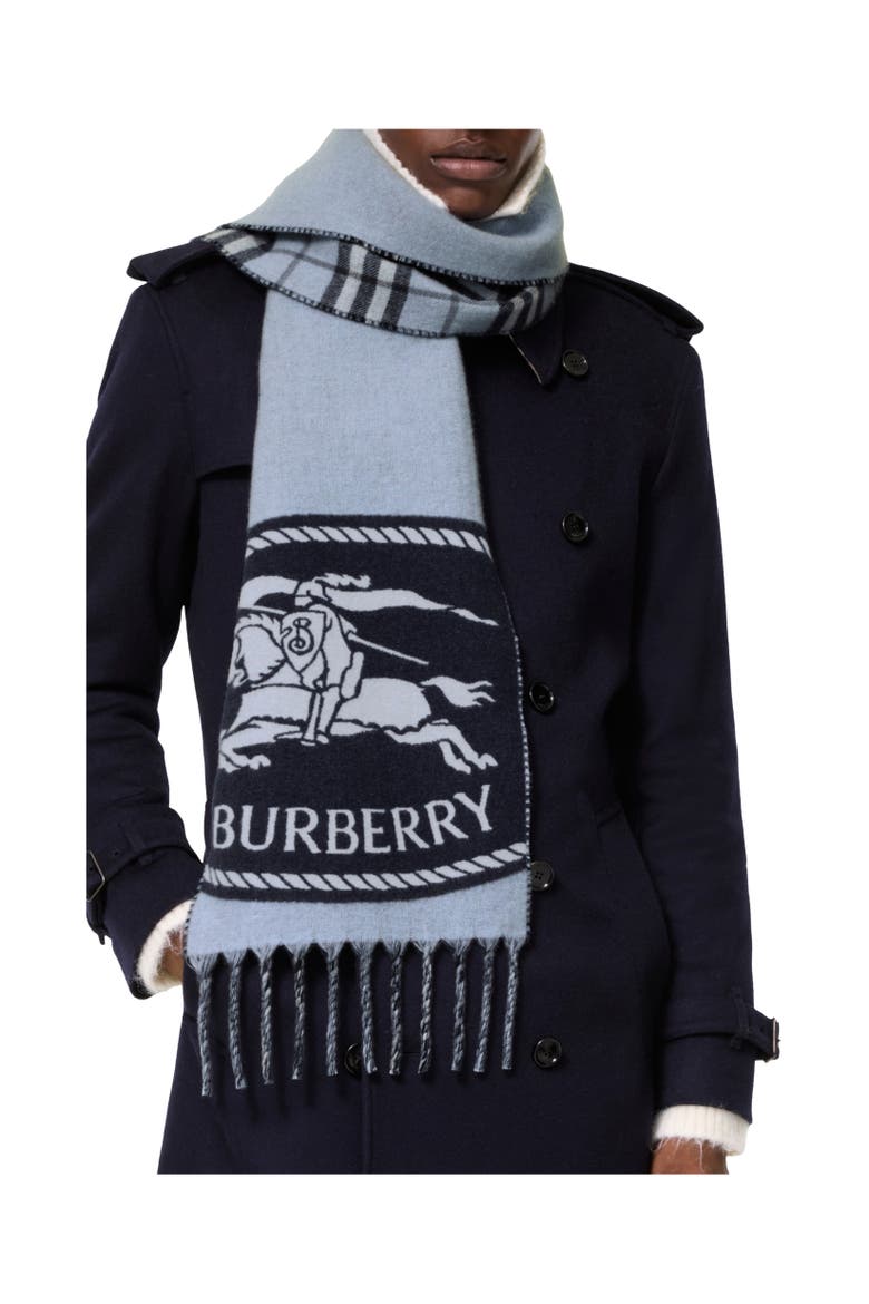 Reversible Knight Stamp Scarf, Alternate, color, Bank blue
