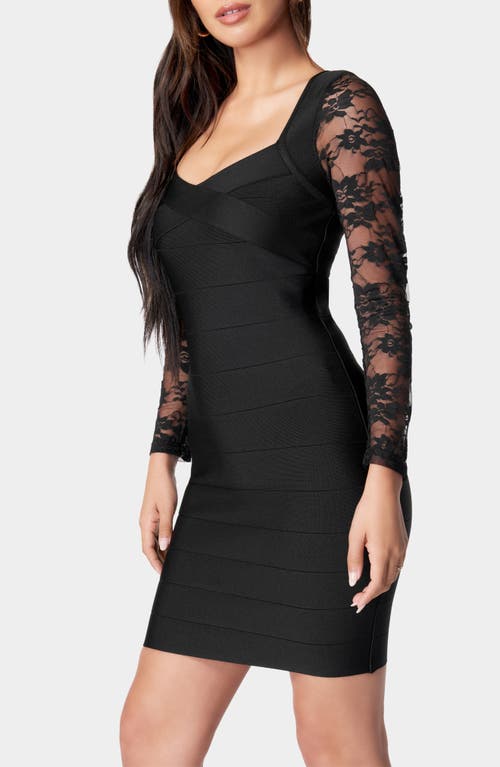 Bebe Lace Sleeve Bandage Minidress In Blue