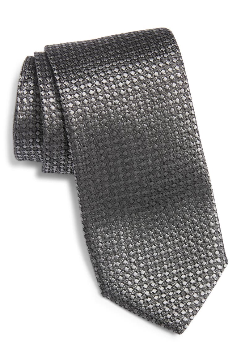 Neat Silk Tie, Main, color, CHARCOAL