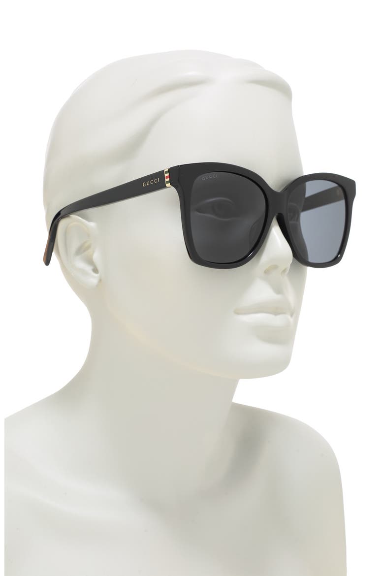 58mm Cat Eye Sunglasses, Alternate, color, BLACK BLACK GREY