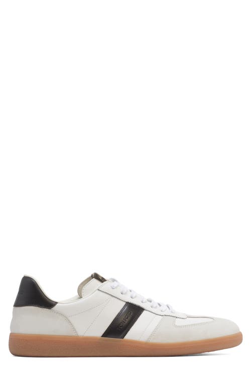 Tom Ford Archer White Low Top Sneakers With Logo Lettering On Tongue And Heel And Contrasting Heel In Leather In Multi