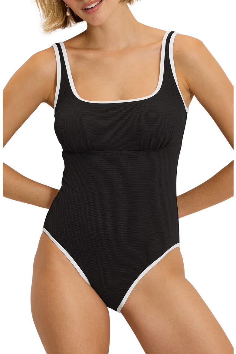 Island Cays Cabana Tank One Piece Swimsuit, Main, color, BLACK
