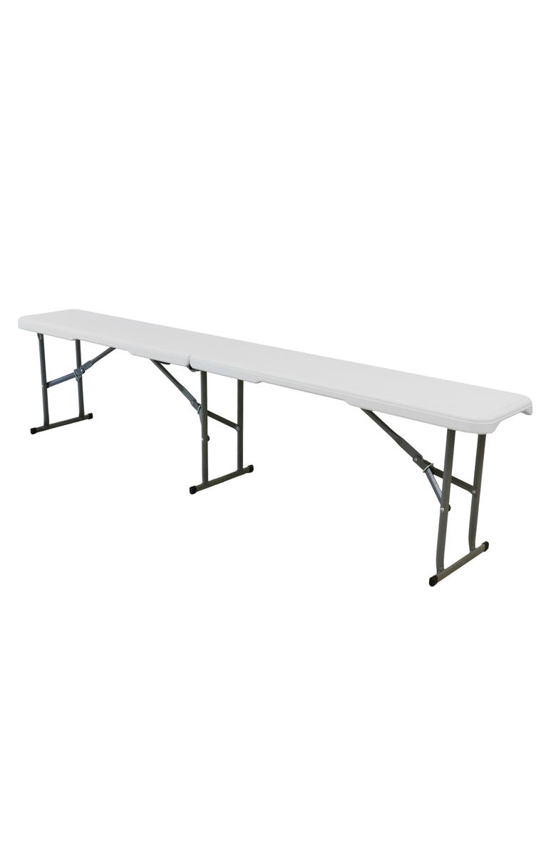 Elama 6 Foot Plastic Folding Bench, Main, color, White