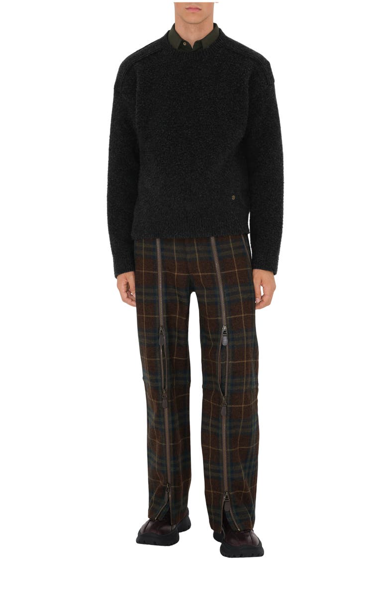 Burberry Check Wool Zip Trousers, Main, color, 