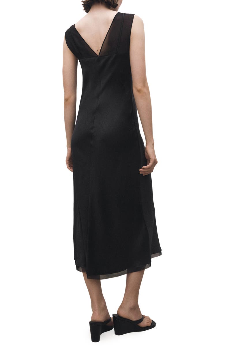 MANGO Contrasting Sleeveless Satin Maxi Dress, Alternate, color,