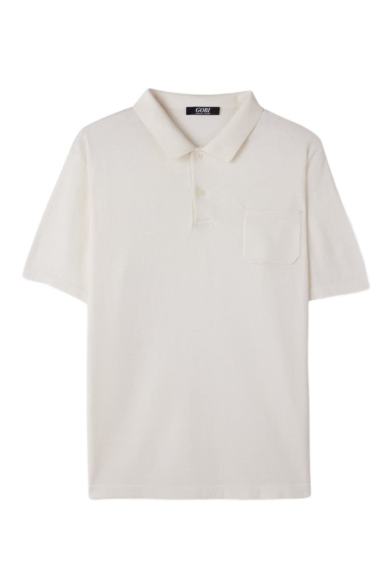 Men's Cotton Silk Cashmere Blend Polo Shirt, Alternate, color, whisper white