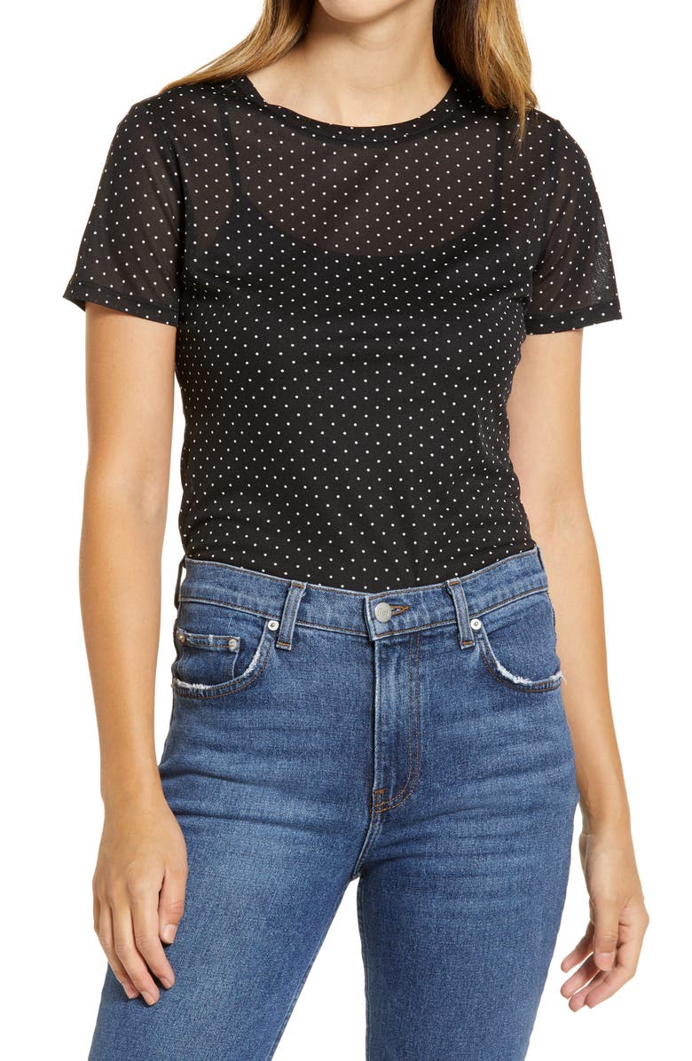 Halogen<sup>®</sup> Crewneck Mesh Top, Main, color,