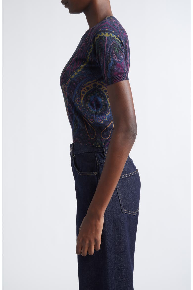 Paisley Silk & Cashmere Sweater, Alternate, color, PRINT ON BLUE BASE