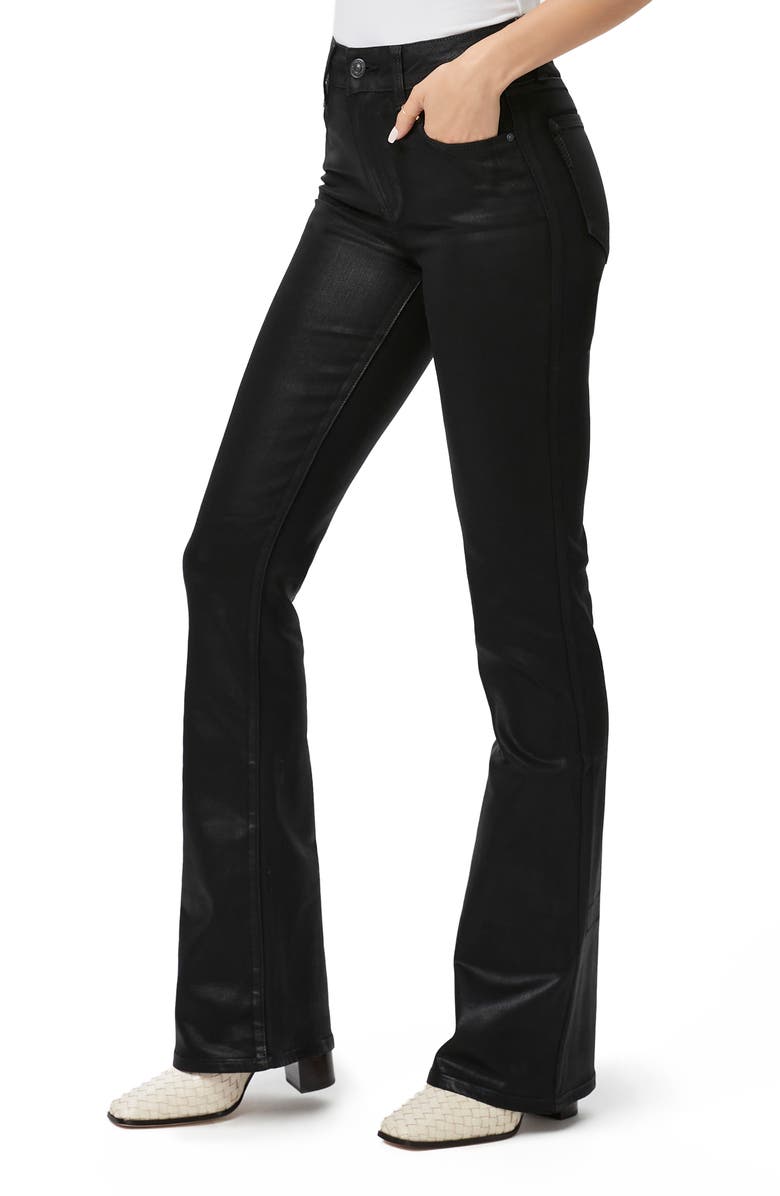 PAIGE Laurel Canyon Coated High Waist Flare Jeans, Alternate, color, Black Fog Luxe Coating