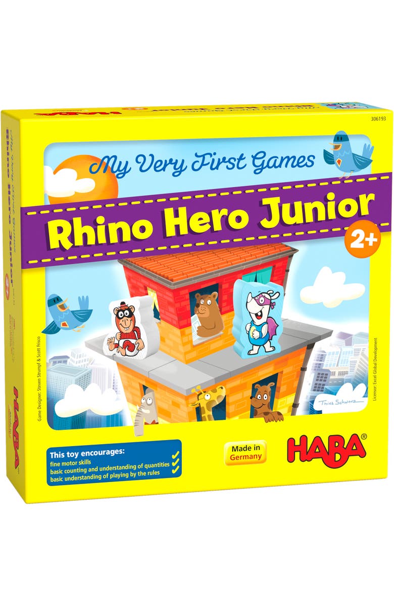 HABA Rhino Hero Junior - My Very First Games Series, Cooperative Kids Games for Toddlers and Preschool Learning Activities for 2 Year Olds & Up, Main, color,