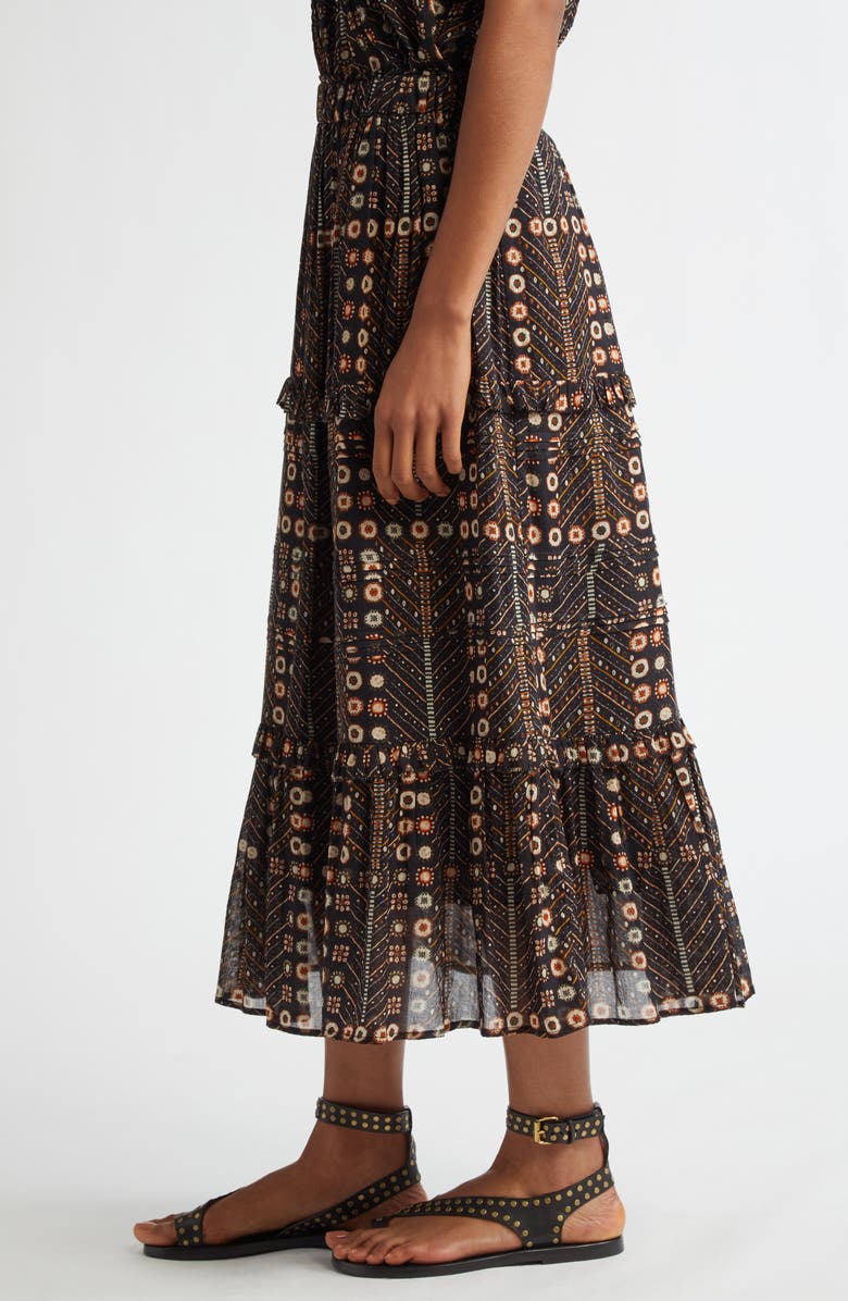 Diya Ruffle Tiered Cotton Voile Midi Skirt
