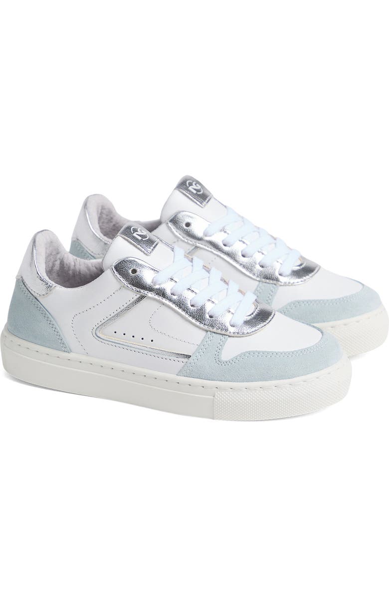NeroGiardini Kids' Retro Low Top Sneaker, Main, color, White/ Baby Blue