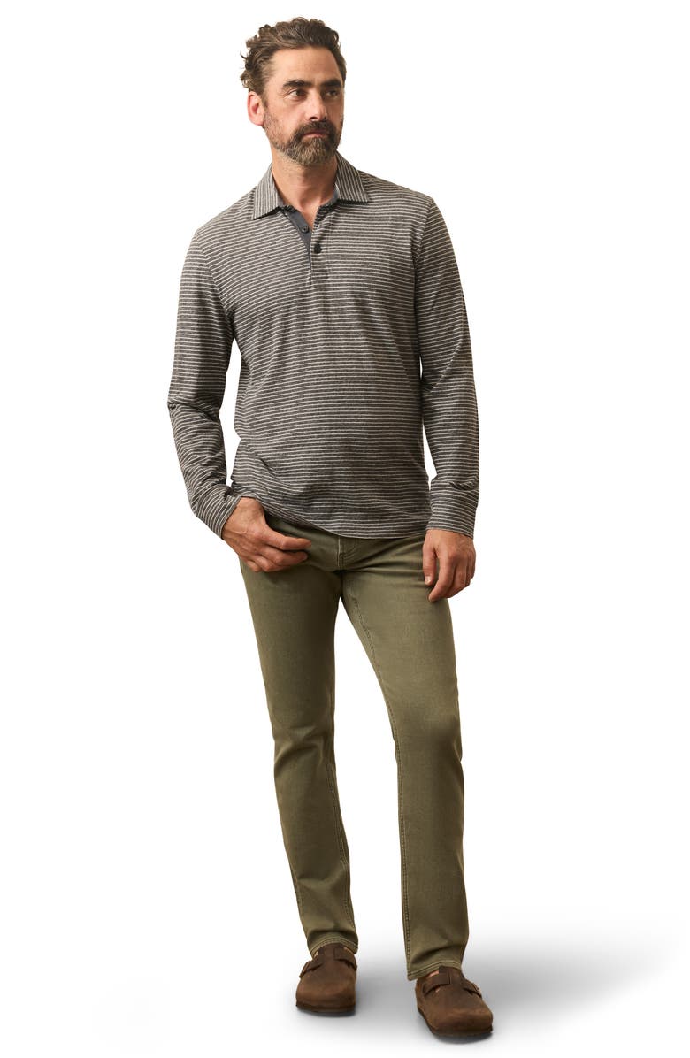 Faherty Sunwash Organic Cotton Long Sleeve Polo, Alternate, color, Charcoal Grey Stripe
