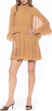 Alexia Admor Vespera Cape Sleeve Chiffon Trapeze Minidress