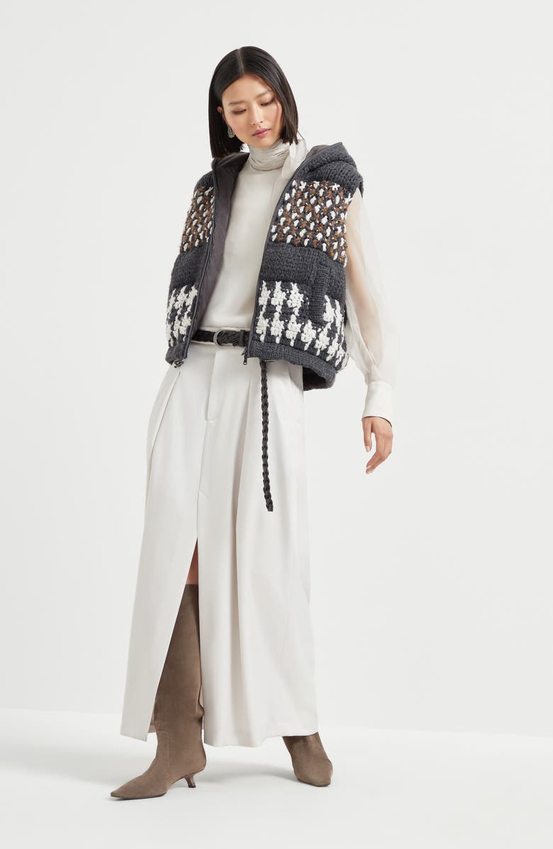 Brunello Cucinelli Curved sartorial skirt, Alternate, color, Panama