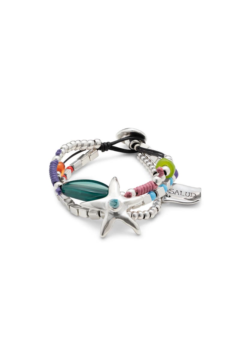 UNODE50 Silver-plated beaded bracelet with beads and a star, Main, color, Silver