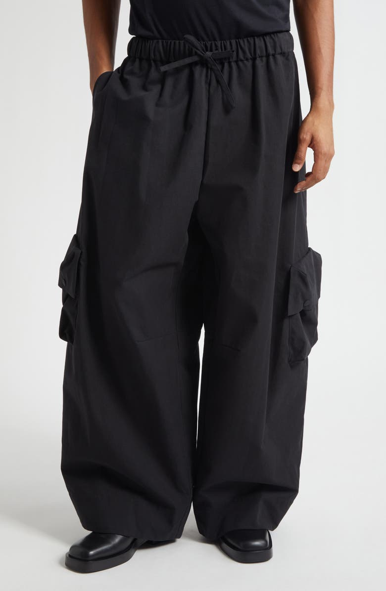 Simone Rocha Multi Pocket Cargo Puddle Drawstring Pants, Main, color, Charcoal
