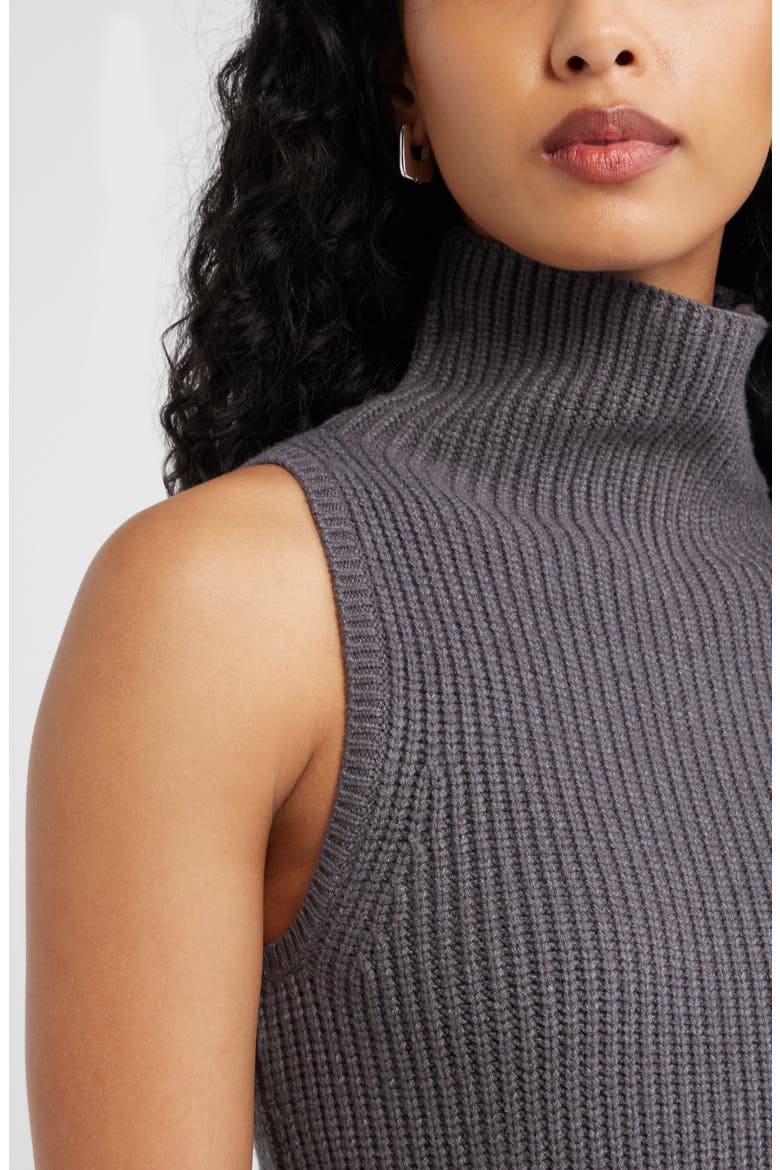 Sleeveless Funnel Neck Sweater, Alternate, color, GREY MEDIUM CHARCOAL HEATHER