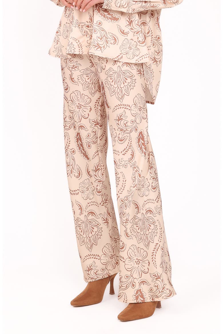 Rosalie Pull-On Satin Wide Leg Pants, Alternate, color, BROWN PAISLEY