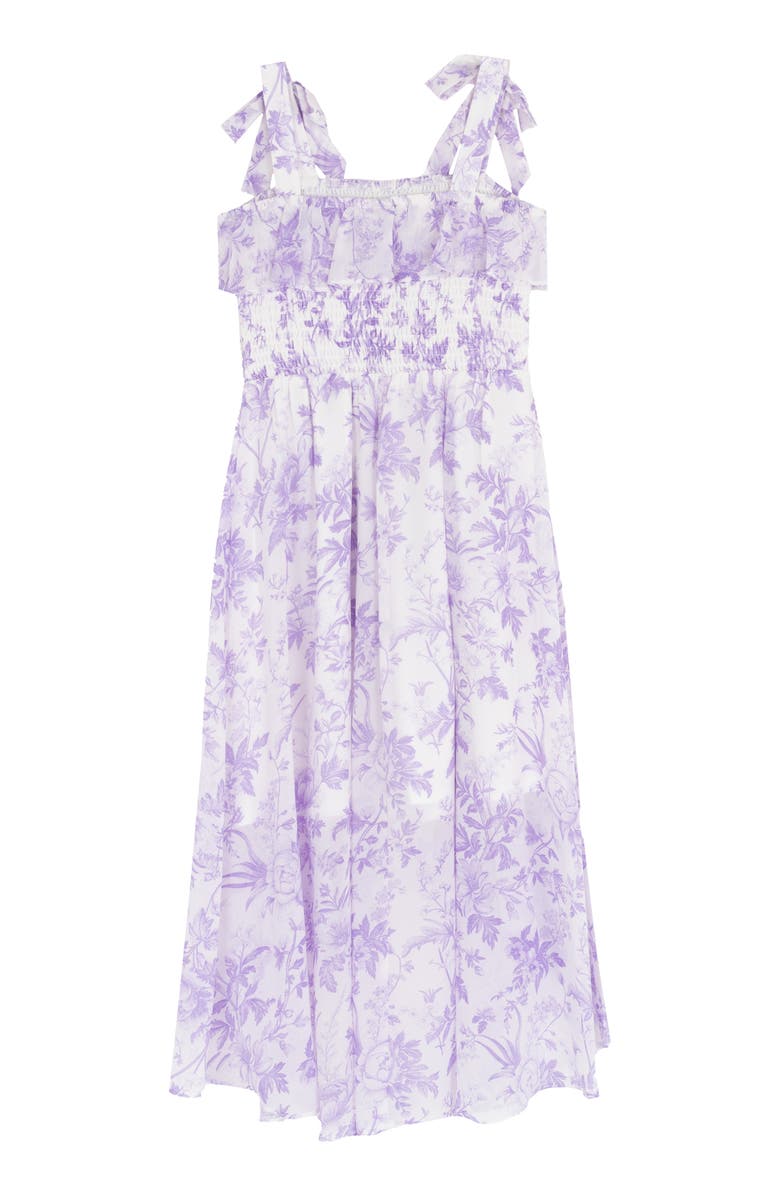 RARE, TOO! Kids' Print Smocked Chiffon High-Low Dress, Alternate, color, Lilac