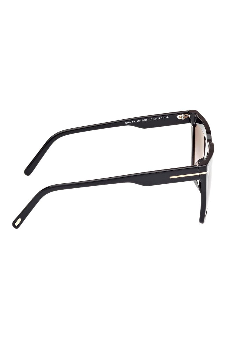 Eden 56mm Gradient Geometric Sunglasses, Alternate, color, SHINY BLACK / GRADIENT SMOKE
