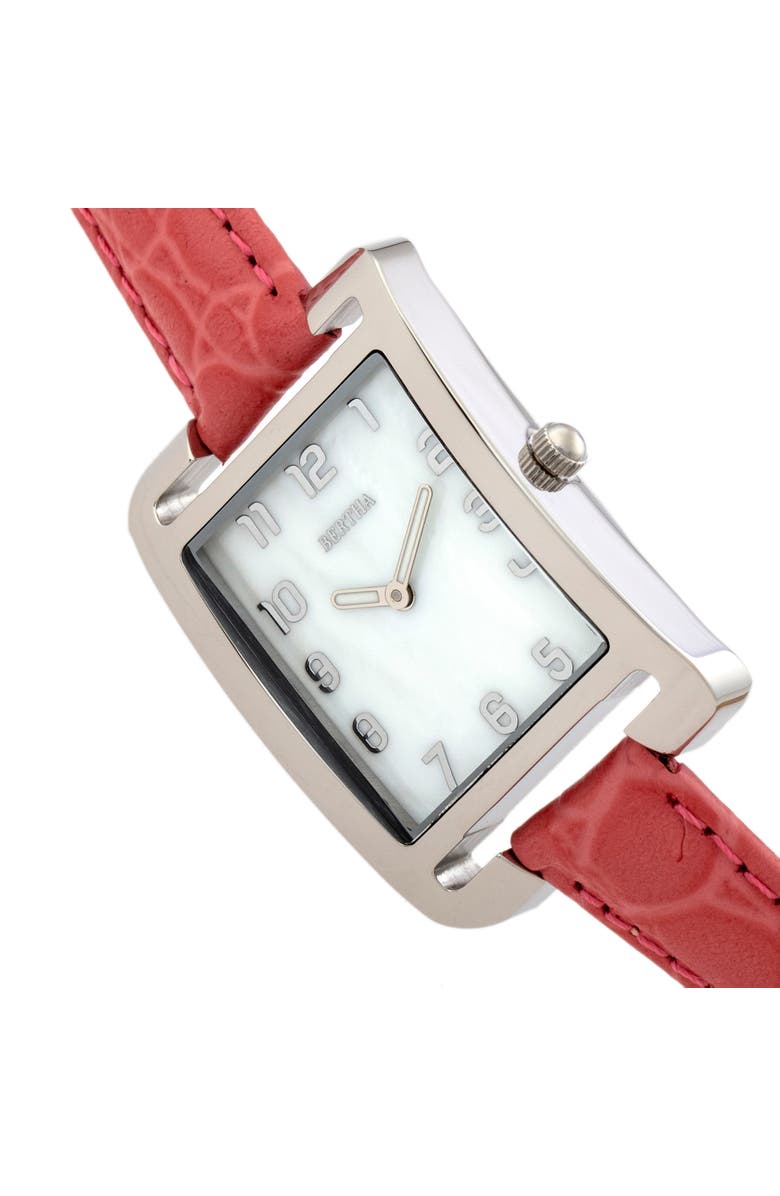 BERTHA Marisol Swiss MOP Leather-Band Watch, Alternate, color, Coral