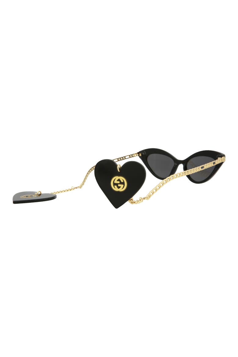 52mm Cat Eye Sunglasses, Alternate, color, BLACK GOLD GREY