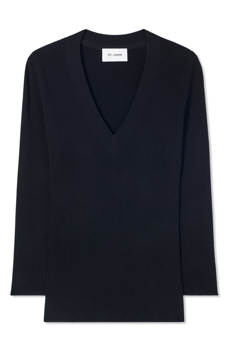 St. John Collection Fine Gauge V-Neck Rib Sweater, Alternate, color, 