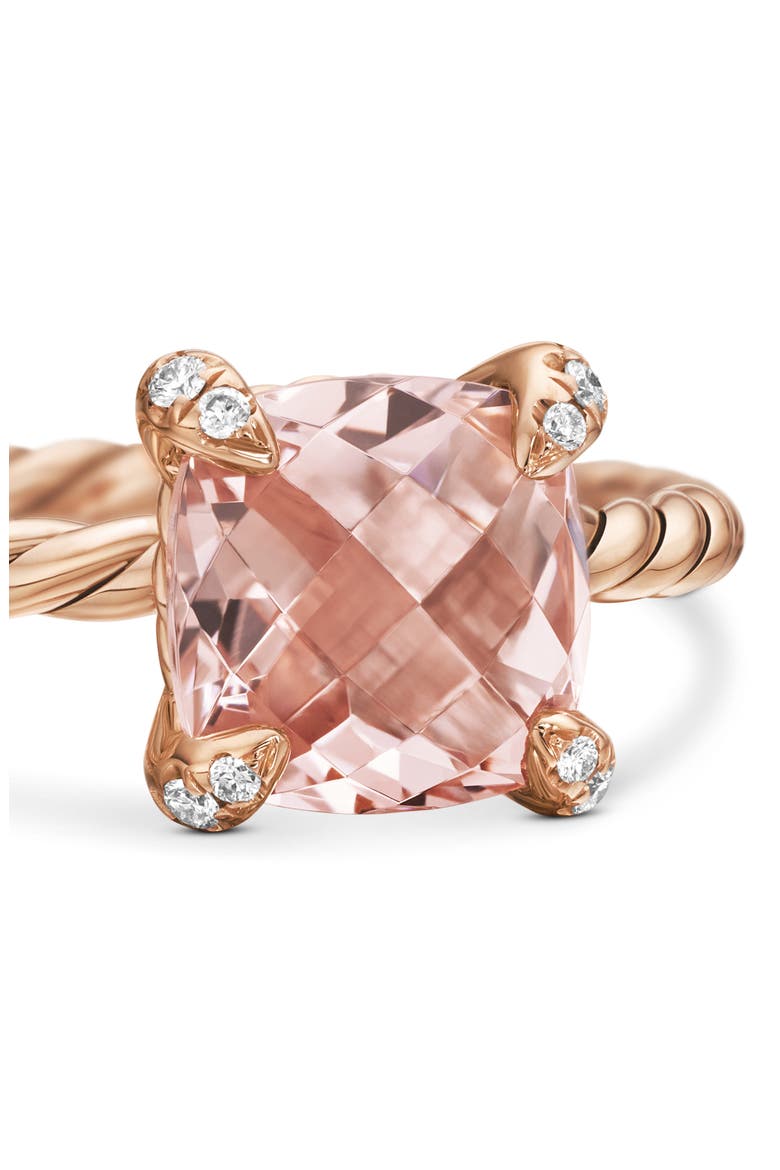 Chatelaine Ring with Morganite and Diamonds in 18K Rose Gold, Alternate, color, ROSE GOLD/ DIAMOND/ MORGANITE
