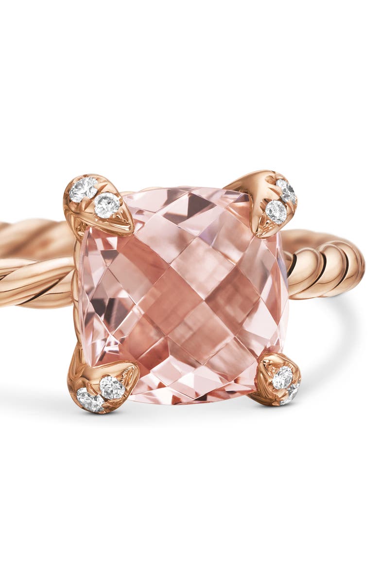David Yurman Chatelaine Ring with Morganite and Diamonds in 18K Rose Gold, Alternate, color, Rose Gold/ Diamond/ Morganite