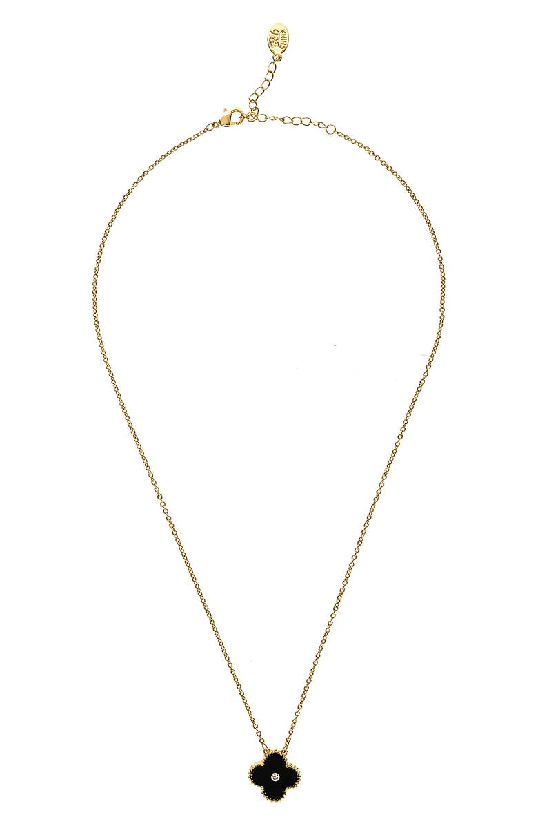 RIVKA FRIEDMAN Onyx CZ Clover Pendant Necklace, Main, color, 