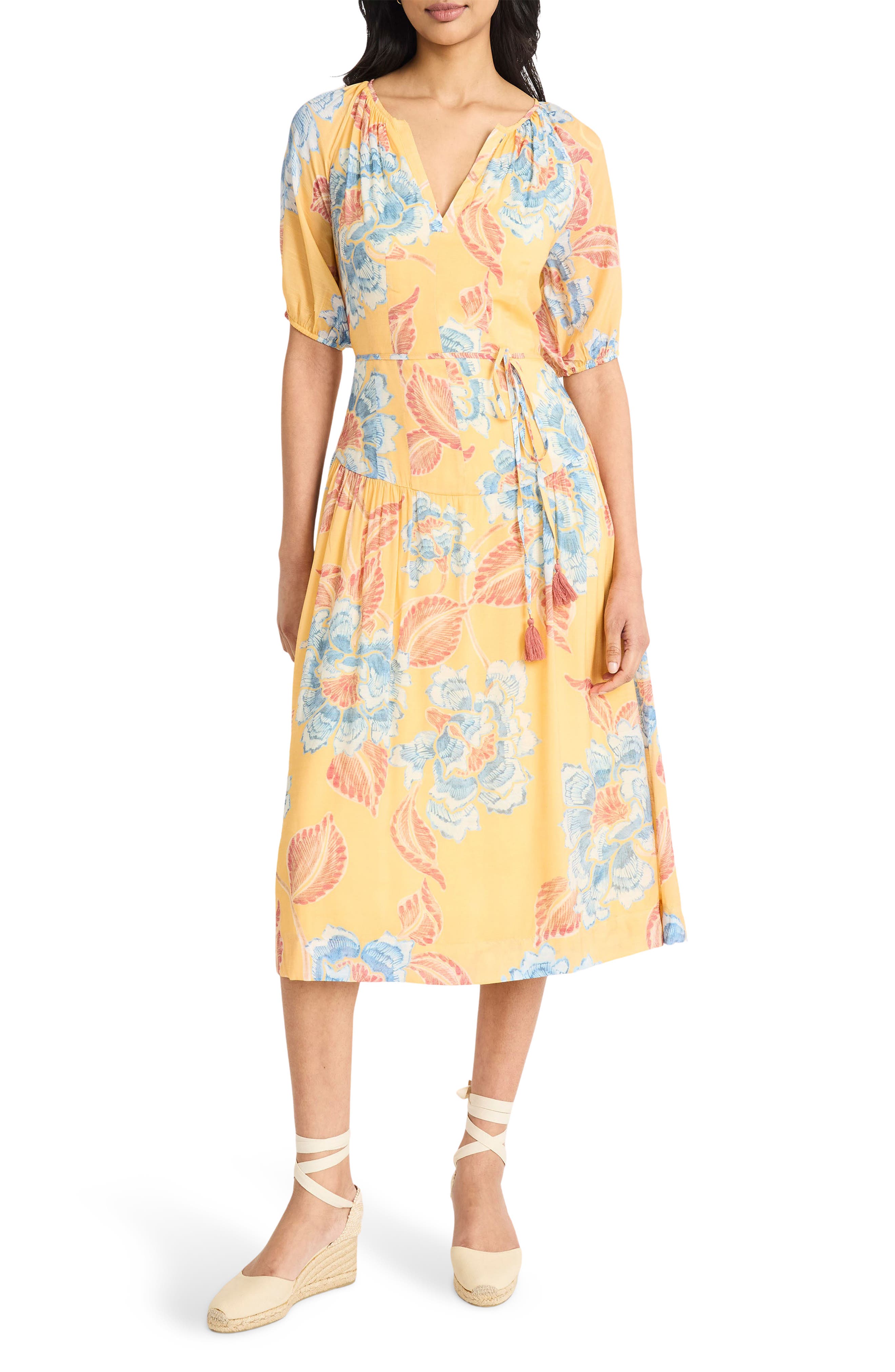 The Good Journey Split Neck Midi Dress