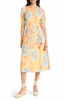 The Good Journey Split Neck Midi Dress