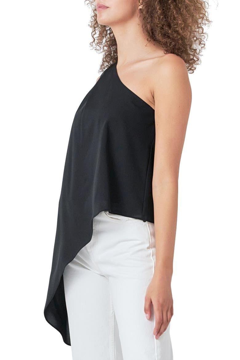 Asymmetric One-Shoulder Top, Alternate, color, BLACK