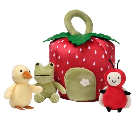 Strawberry Soft Plush Interactive Play Set with Stuffed Animal Toys