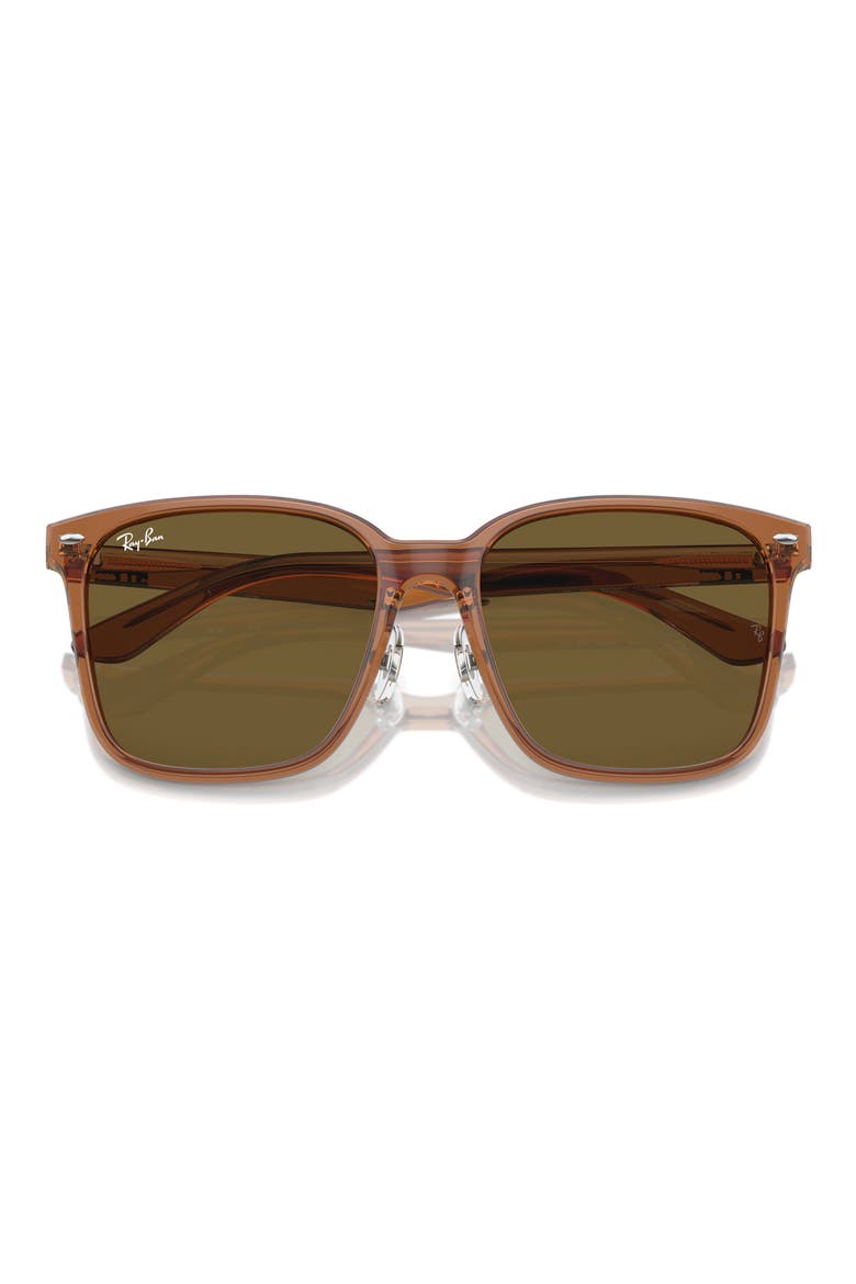 Slim Square 57mm Sunglasses, Alternate, color, TRANSPARENT BROWN