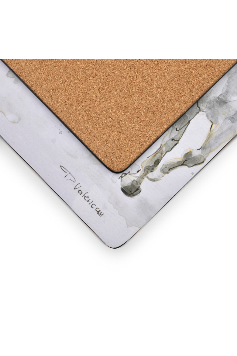 Spirited Horses Set of 4 Cork Back Placemats, Alternate, color, Grey
