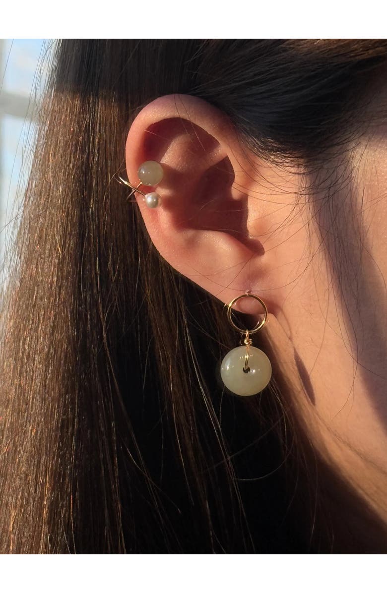 seree Colette Jade and pearl ear cuffs, Alternate, color, Light Green