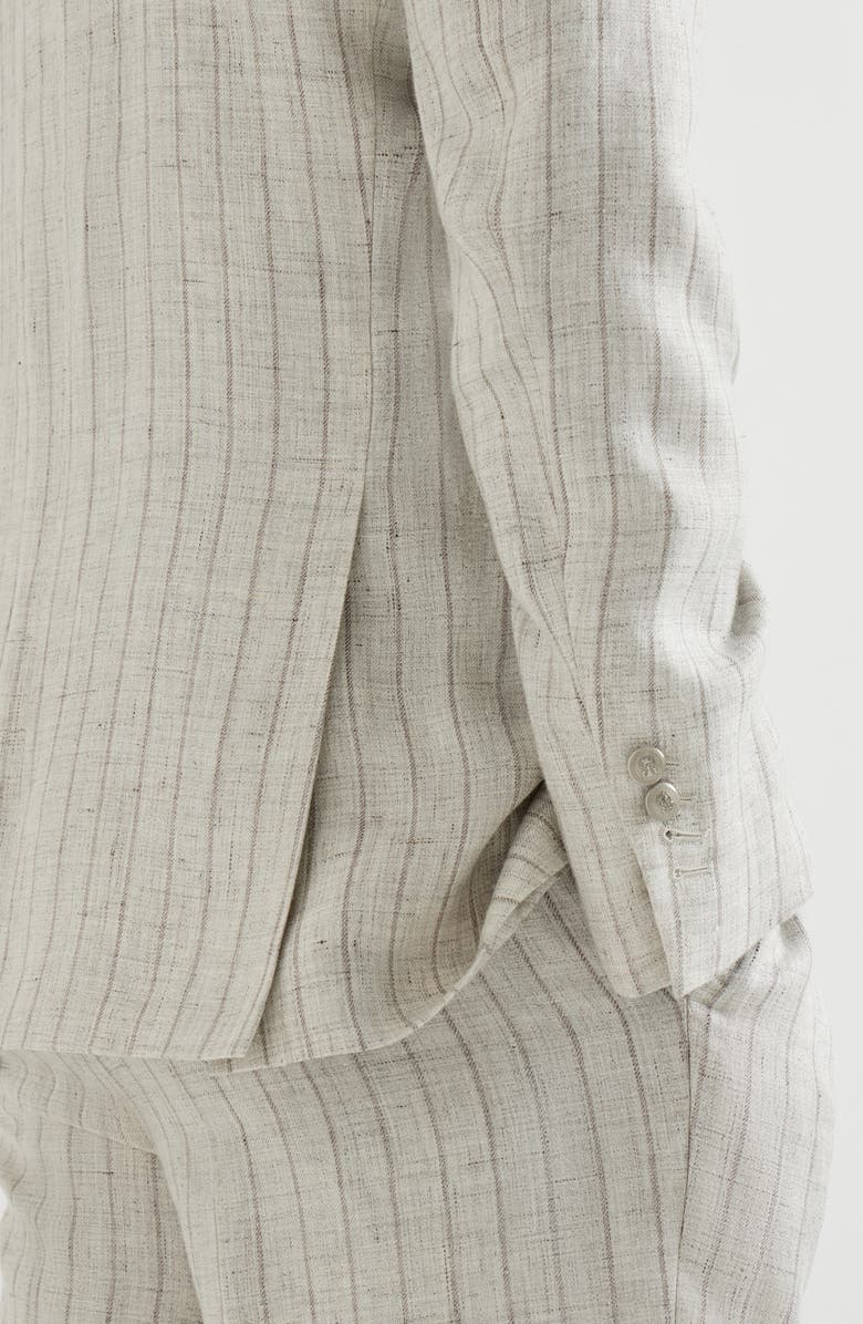 Brunello Cucinelli Chalk stripe twill blazer, Alternate, color, Light Grey