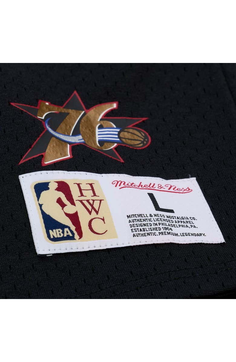 Mitchell & Ness Men's Mitchell & Ness Allen Iverson Black Philadelphia 76ers Mesh Name & Number Short Sleeve Hoodie, Alternate, color, Black