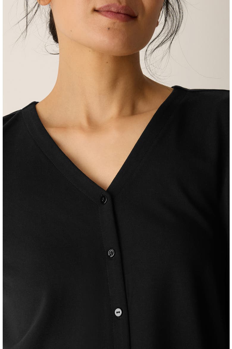 Boxy Button-Up Top, Alternate, color, BLACK