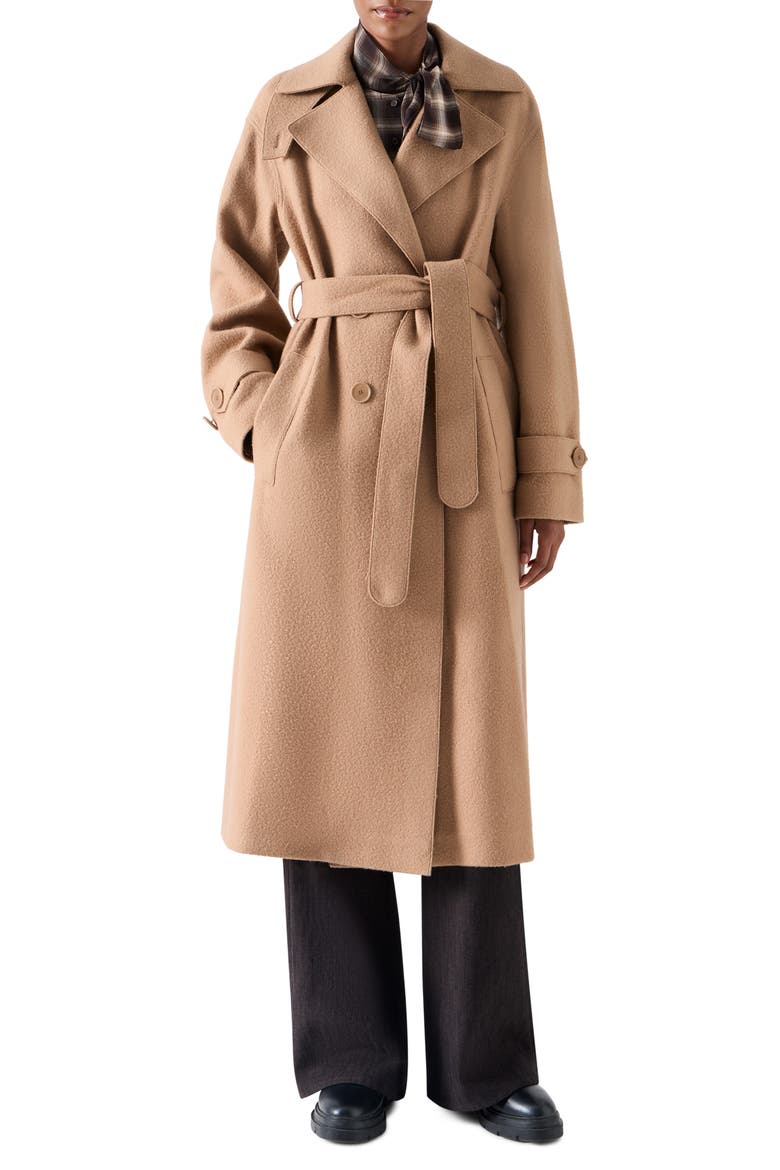 Heavy Wool Blend Belted Coat, Main, color, CAMEL