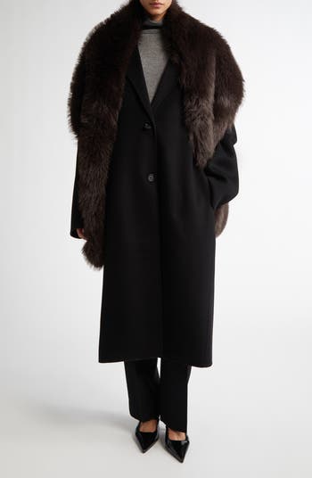 Black wool cocoon coat online