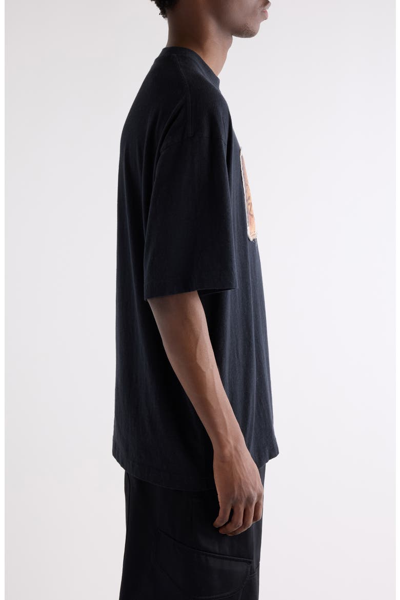 Exford U Bow Label Logo Patch T-Shirt, Alternate, color, FADED BLACK