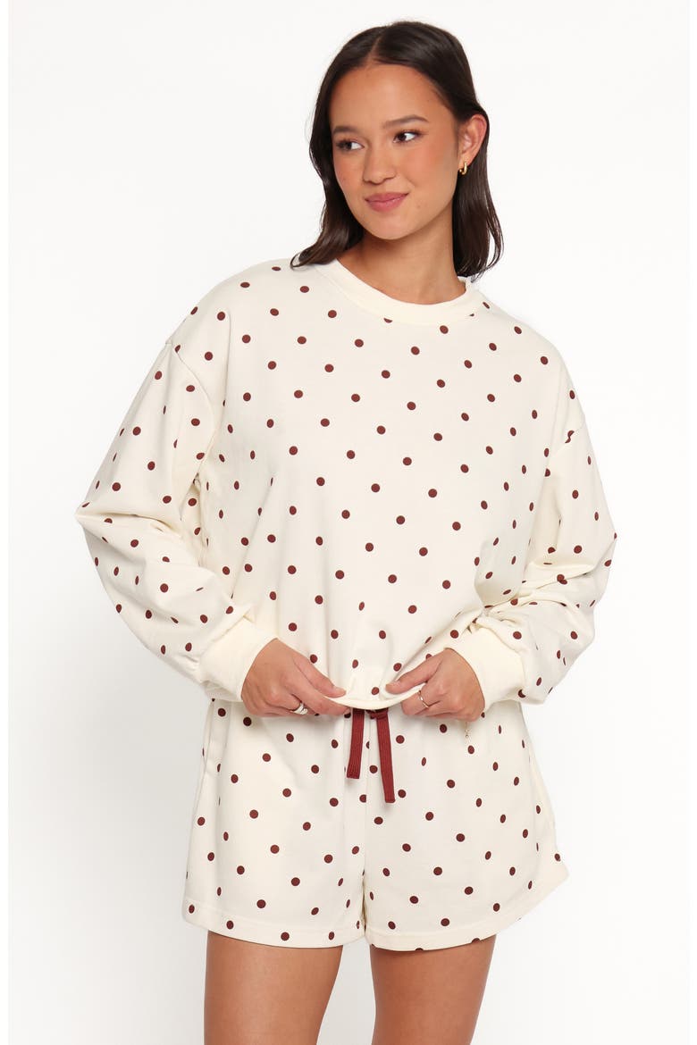 Novie High Waist Shorts, Alternate, color, BROWN POLKA DOT