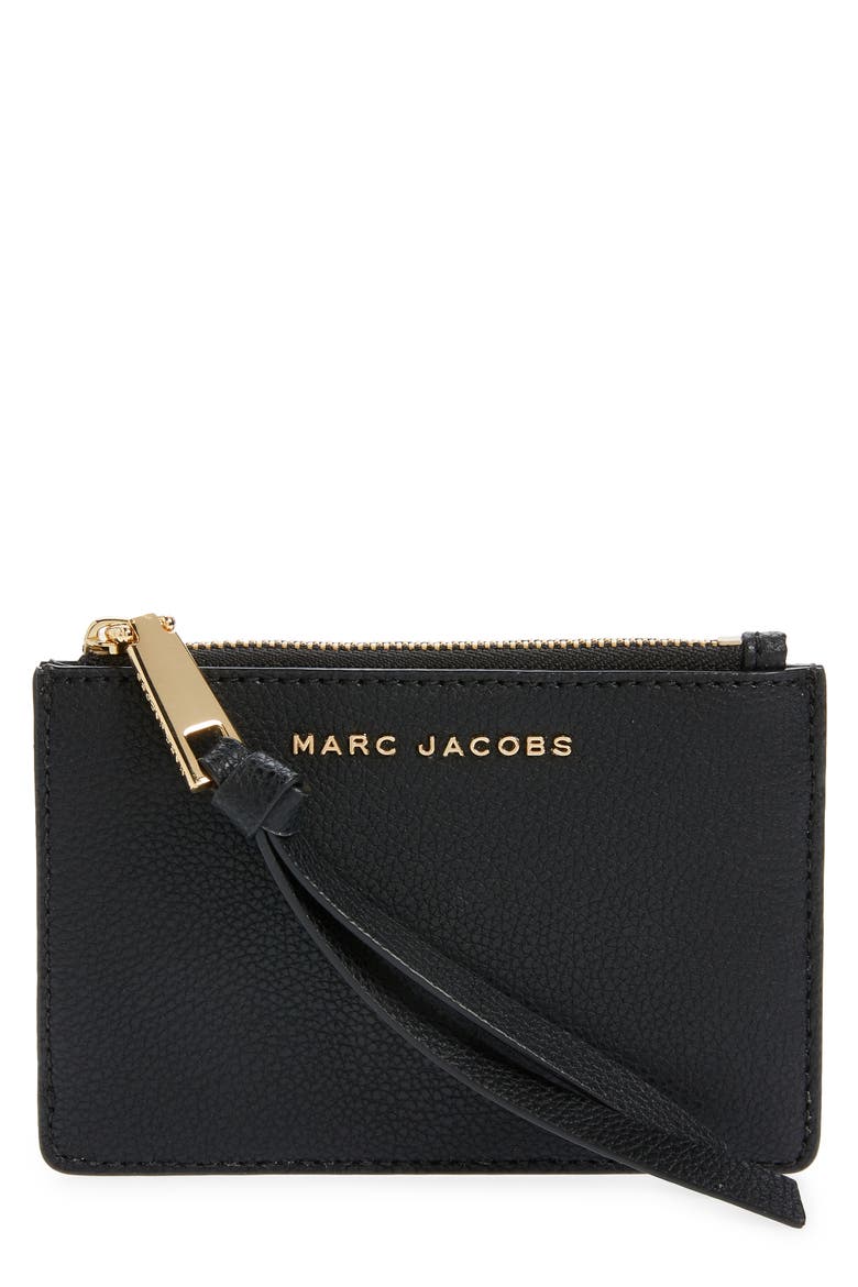 The Marc Jacobs The Simple Top Zip Leather Wallet, Main, color, BLACK